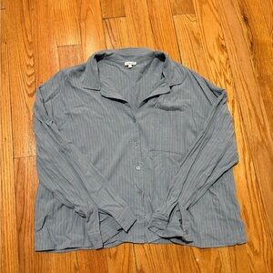 Blue Striped Button-Up Shirt